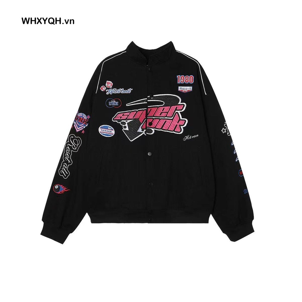 Áo Khoác Bóng Chày Dáng Rộng Cài Khuy In Họa Tiết Phong Cách Mỹ Kiểu Mới