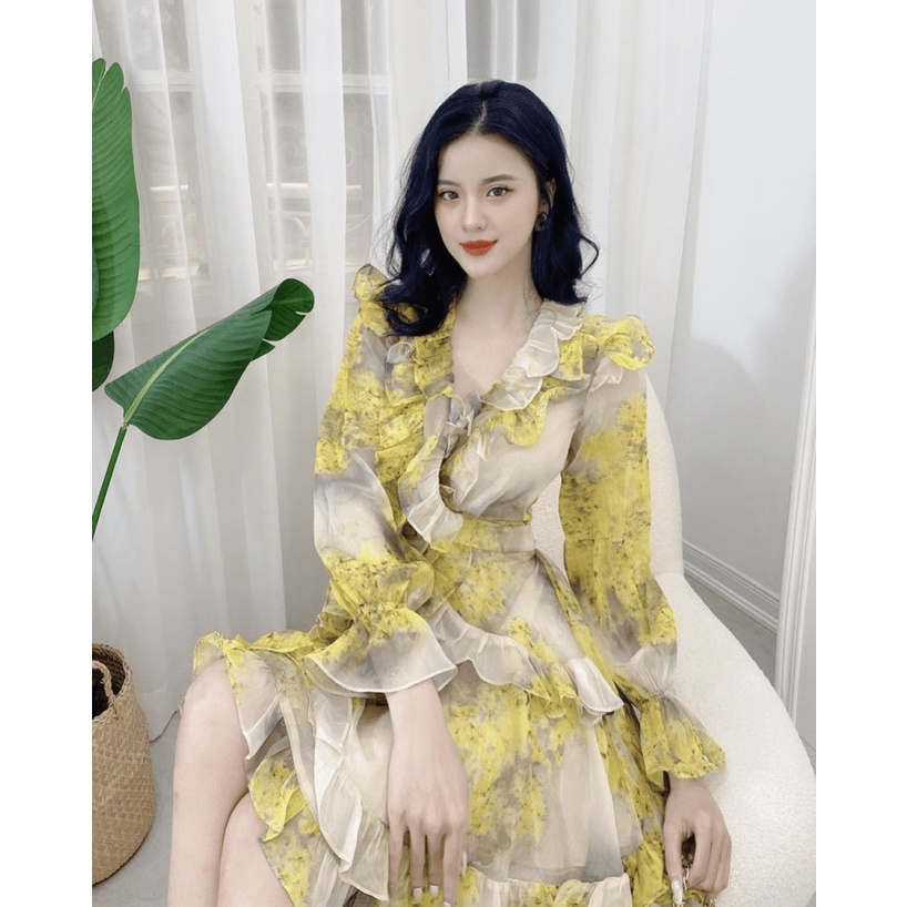 (Free Ship) ĐẦM LOANG VÀNG CỔ Y DÁNG XÒE VIỀN KIỂU ĐẸP BẮT MẮT UP Shop VLTN