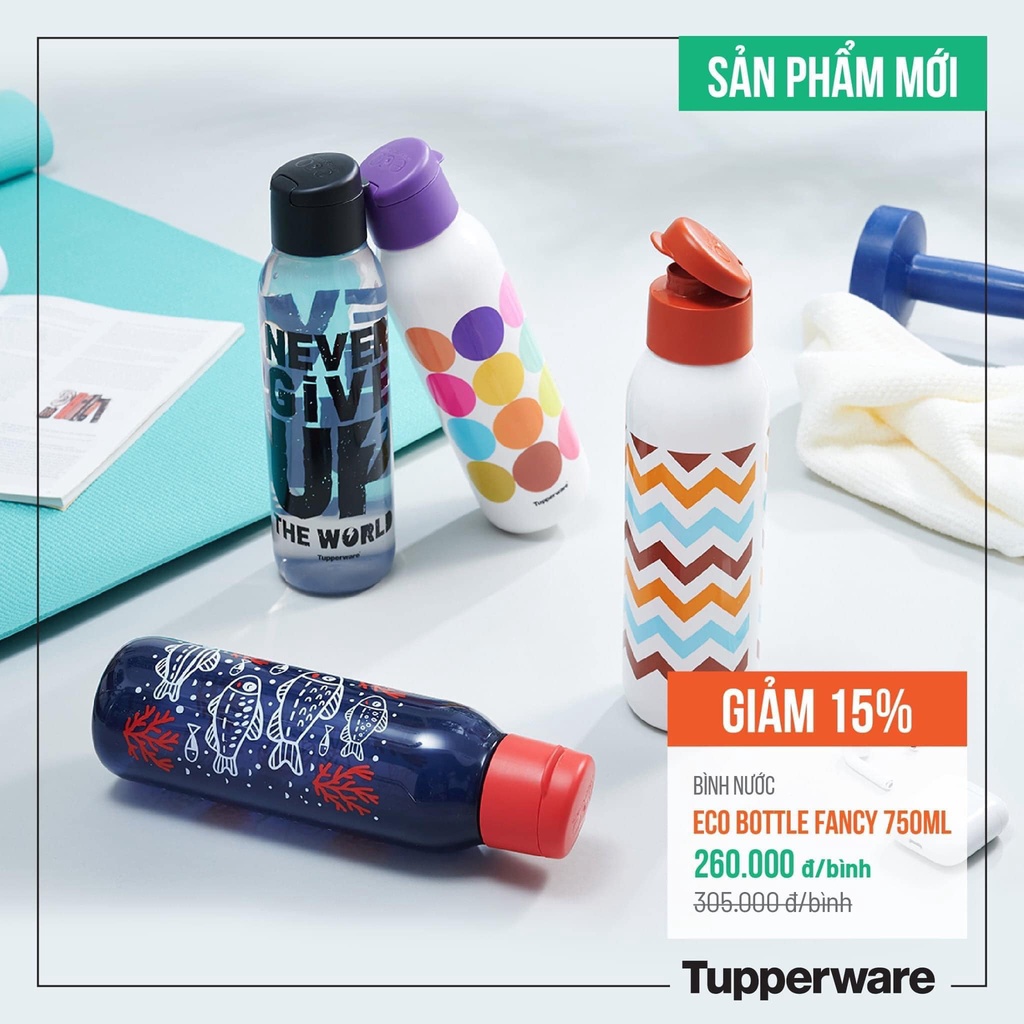 Tupperware Bình nước Eco fancy 350ml / 500ml / 750ml