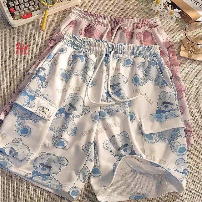Quần đùi hộp in gấu HT12