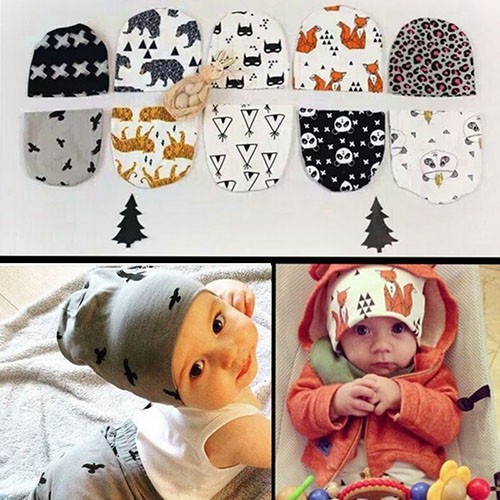 Mũ trùm đầu thời trang mềm mại bằng thun cotton cho bé trai, gái