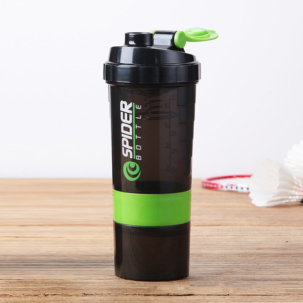 Bình nước, bình lắc, shaker thể thao, tập gym 500ml có hộp chia ngăn đựng whey