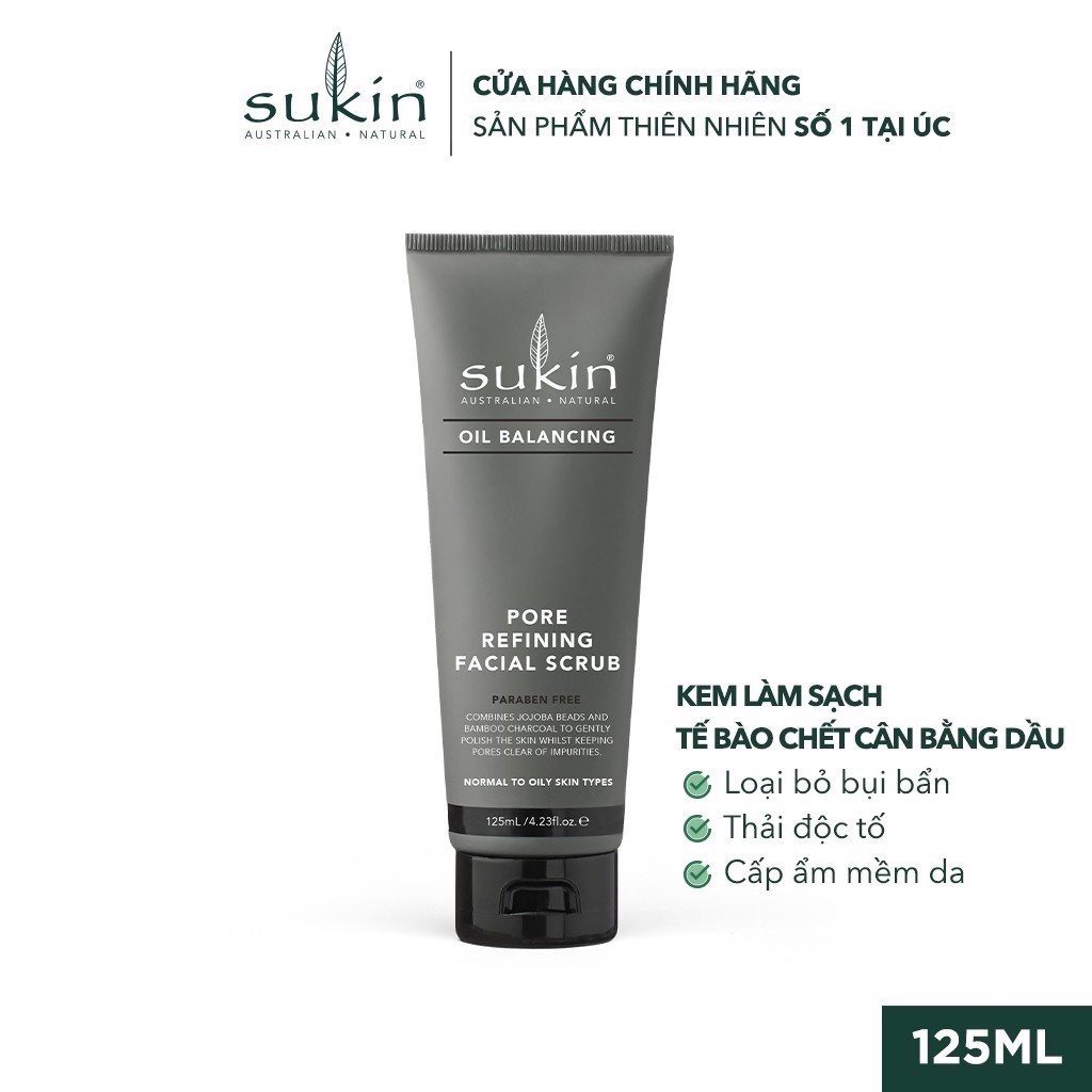 Kem Làm Sạch Tế Bào Chết Cân Bằng Dầu Sukin Oil Balancing Pore Refining Facial Scrub 125ml