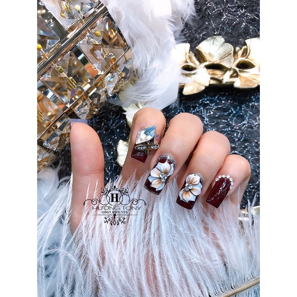 Nửa nhọn vẽ, hoa bột nail, phụ kiện nail