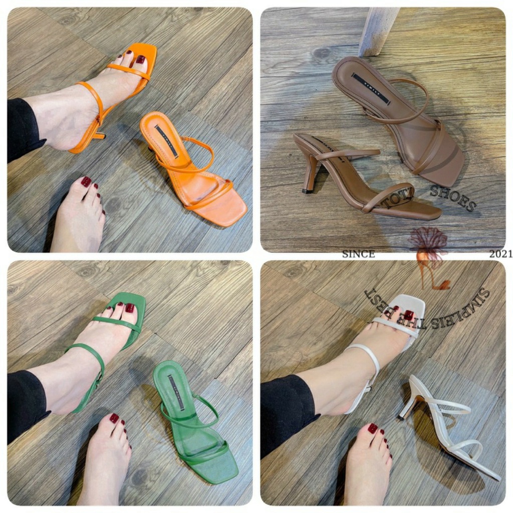GUỐC THỜI TRANG NỮ TOTIIE SHOES - DÉP CAO GÓT HAI QUAI NGANG MẢNH - DÉP MŨI VUÔNG ĐẾ GÓT NHỌN 5 PHÂN D2201420