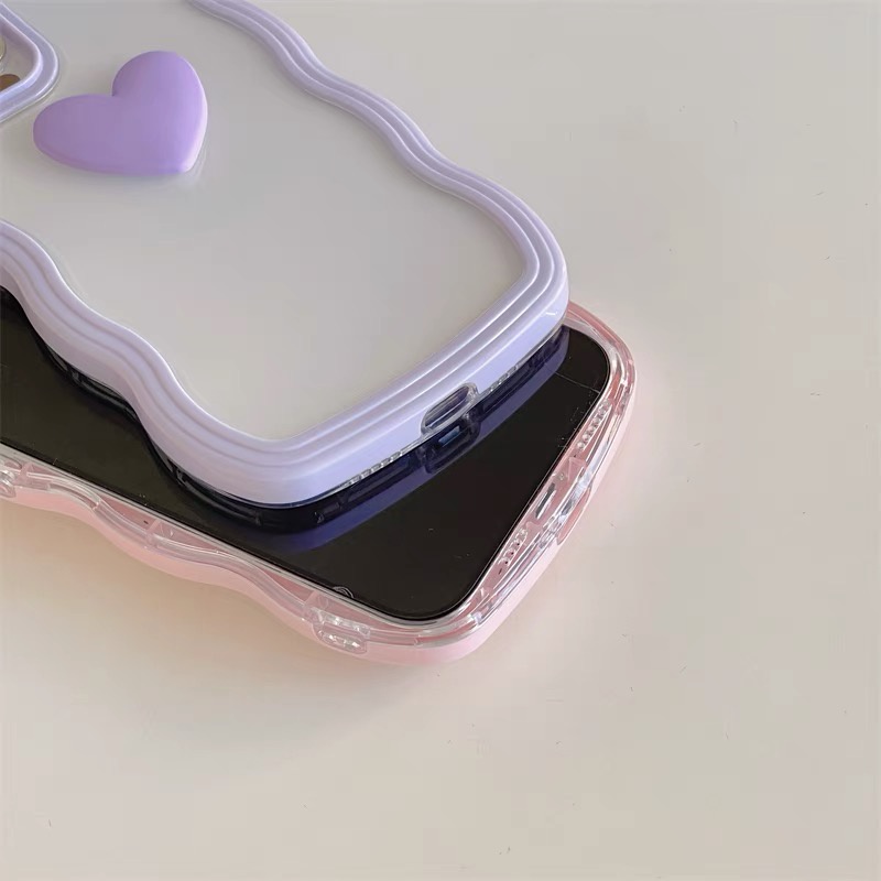 Suntaiho Ốp lưng iphone  Ốp điện thoại  TPU mềm trong suốt viền gợn sóng trái tim thích hợp cho iPhone 11 12 13 PMax XR 7 8 Plus