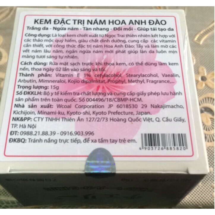 Kem Hoa anh đào 10 tác dụng loại bỏ nám, tàn nhang, đồi mồi, ngăn ngừa mụn, se khít lỗ chân lông