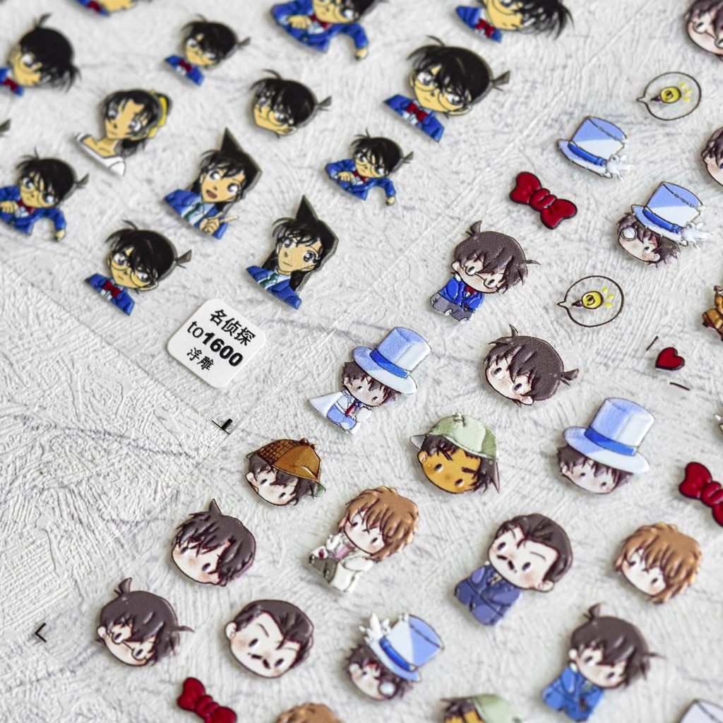 Bộ 1600 Miếng Dán Móng Tay Tự Dính Họa Tiết Hoạt Hình Conan 5d Kiểu Nhật Bản Dễ Thương