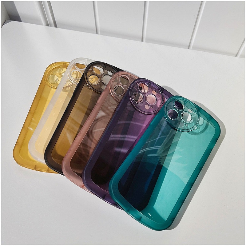 Clear Casing IPhone 13 12 11 Pro Max ProMax Mini High Quality Candy Colors Airbag Anti-fall Round Lens Protection Fine Hole Soft Phone Case Cover NKS 01