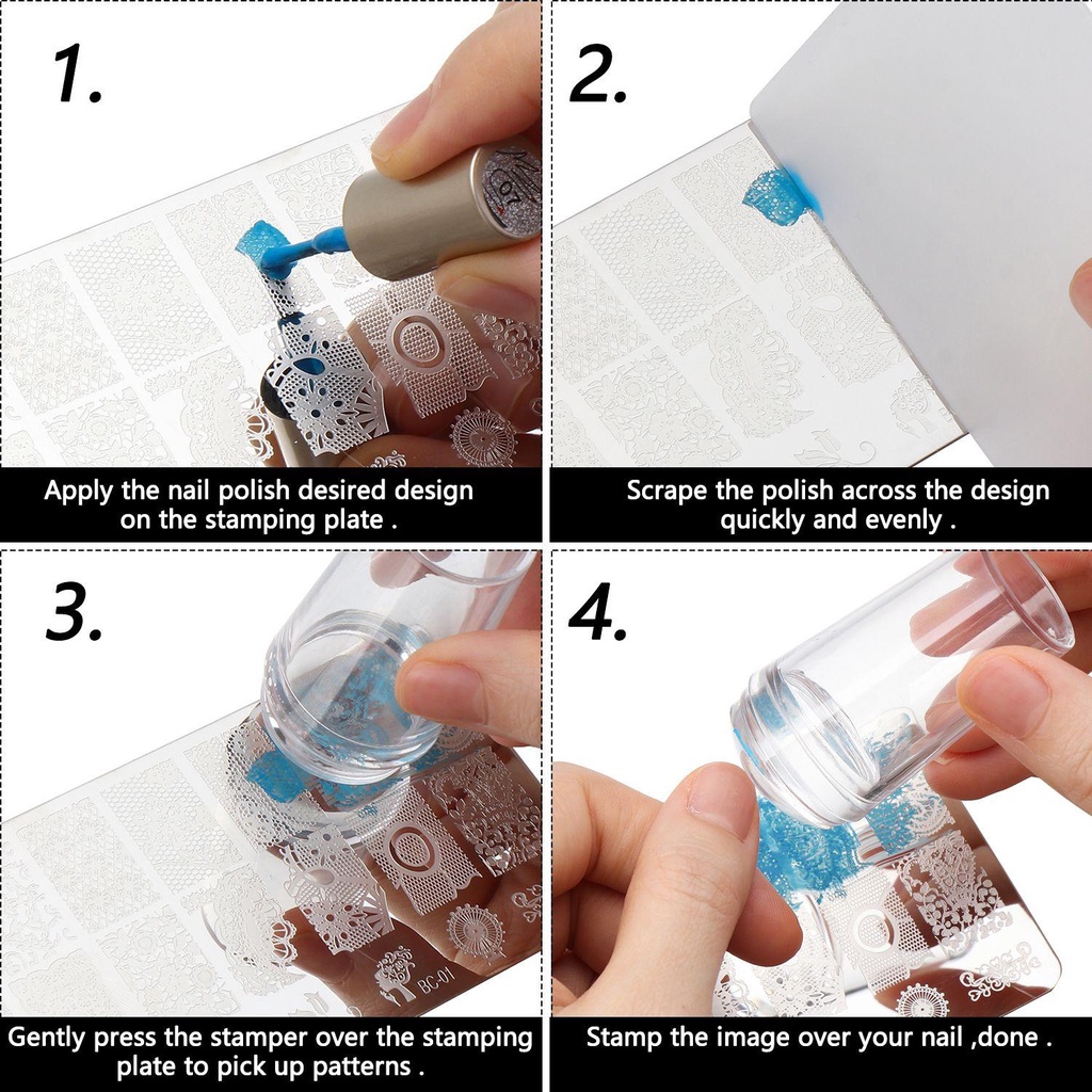 Set 5 Dụng Cụ In Hình Móng Tay Dễ Sử Dụng Kèm 1 Dụng Cụ Cạo Dành Cho Nữ