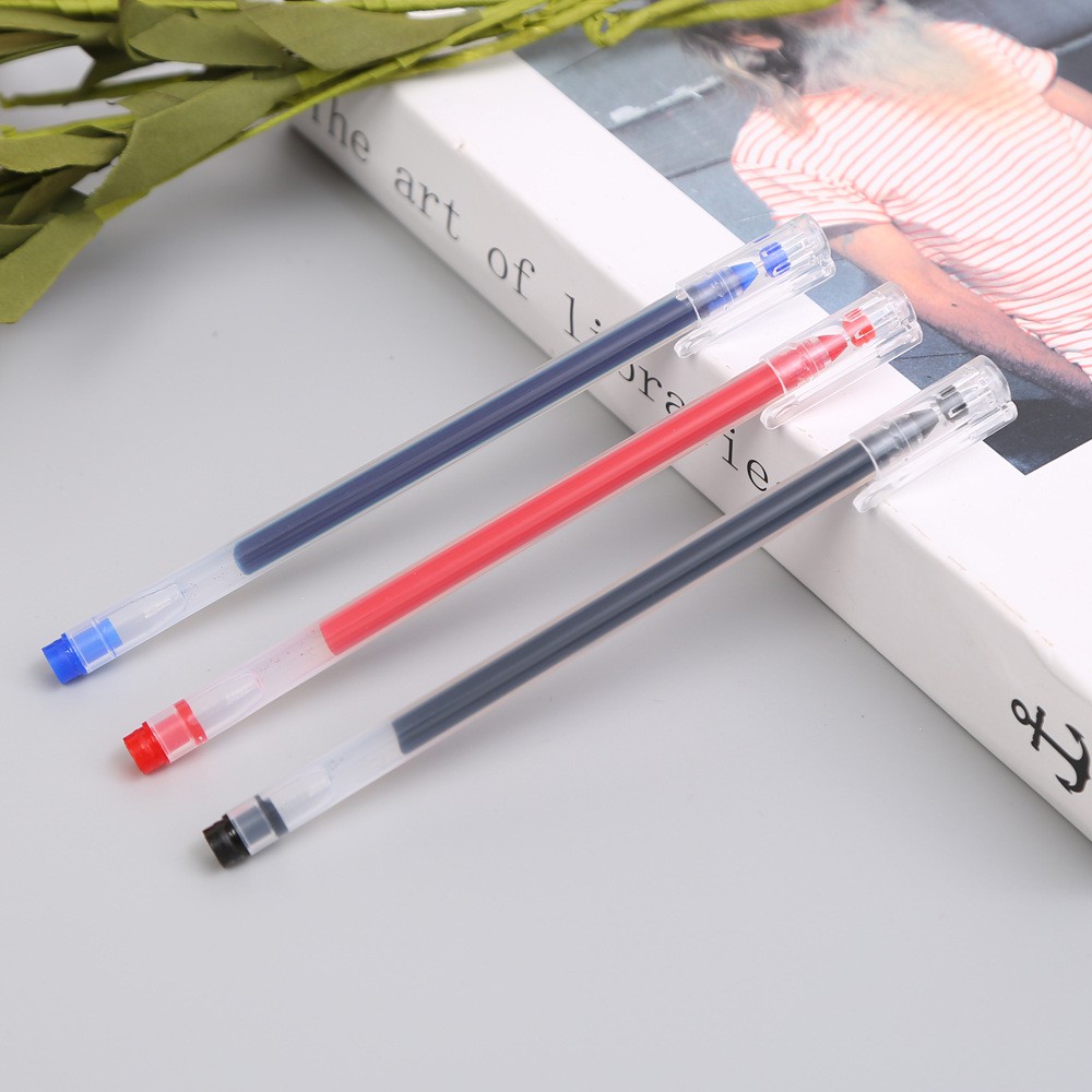 Bút gel đen basic 0.5mm - Bút bi gel có nắp đen, xanh, đỏ