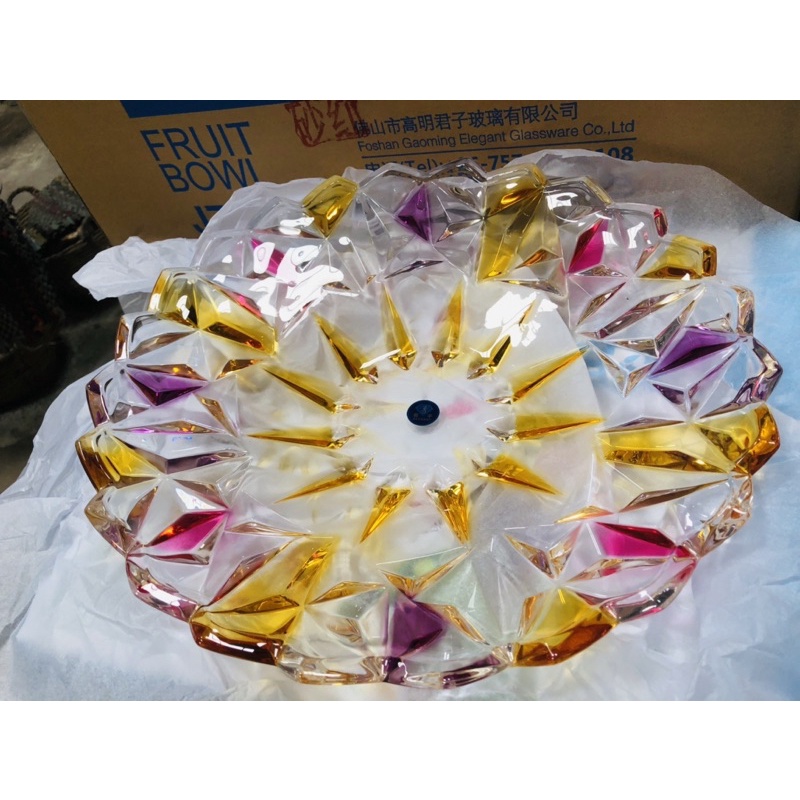 Đĩa/Dĩa Thủy Tinh Ánh Kim Cương Sang Đựng Trái Cây 3 Màu - HÀNG HOT