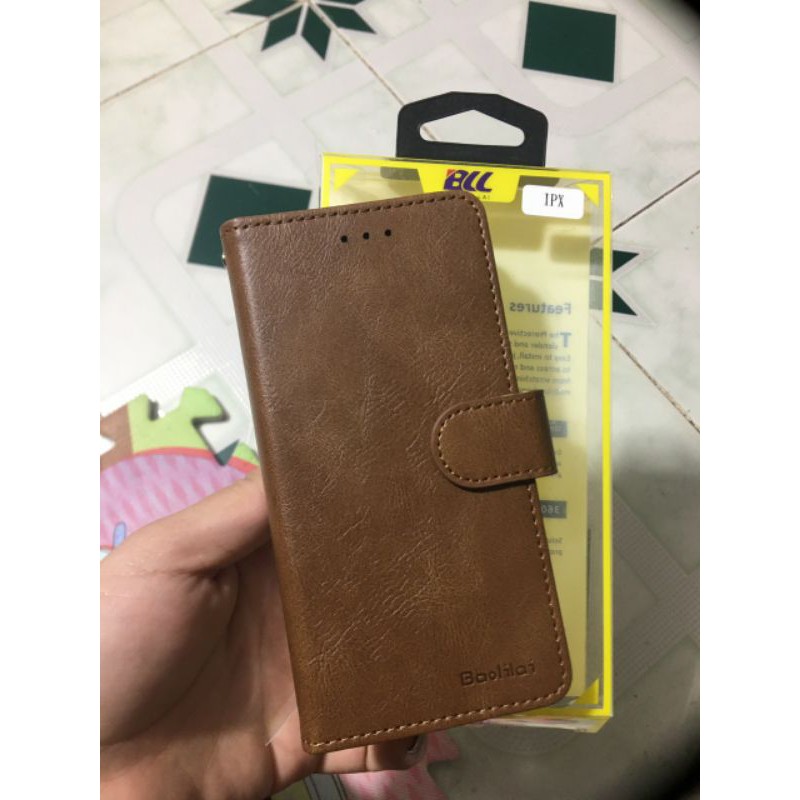 (Xả kho) Bao da dạng ví Baolilai cho iPhone XR có ngăn để tiền thẻ ( Nâu )