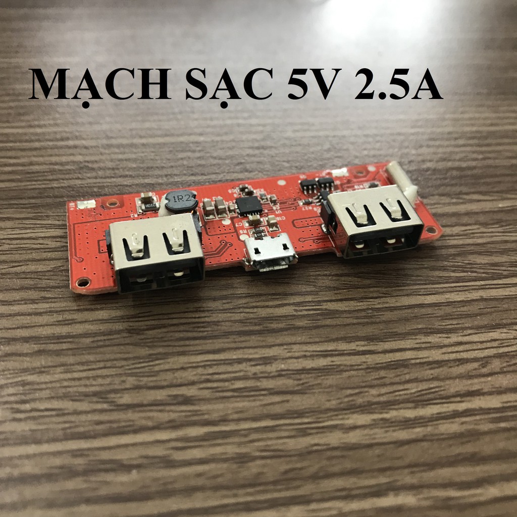 Mạch sạc dự phòng 2 cổng 5V2.5A màu đỏ