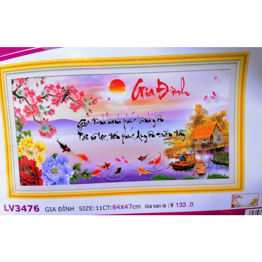 Tranh thêu chữ thập Gia đình LV3476