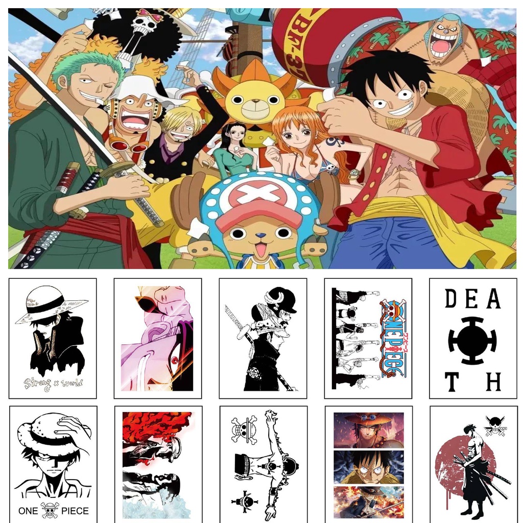 1 Hình Xăm Dán Tạm Thời Chống Nước Hình Nhân Vật Zoro Luffy One Piece