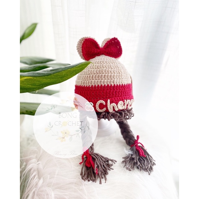 Mũ len bím tóc mickey 🍒🍒🍒 [crochet] xinh cho bé 🧵