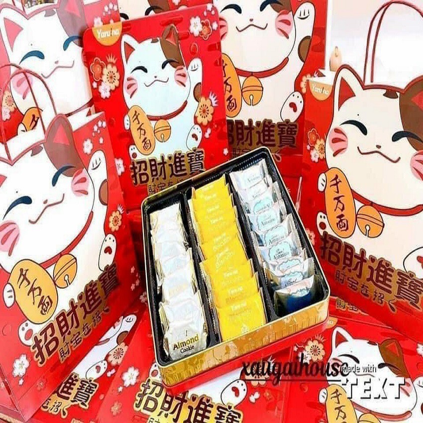 Bánh mèo thần tài❤️FREESHIP❤️Bánh quy Yaruna hongkong hộp thiếc siêu ngon