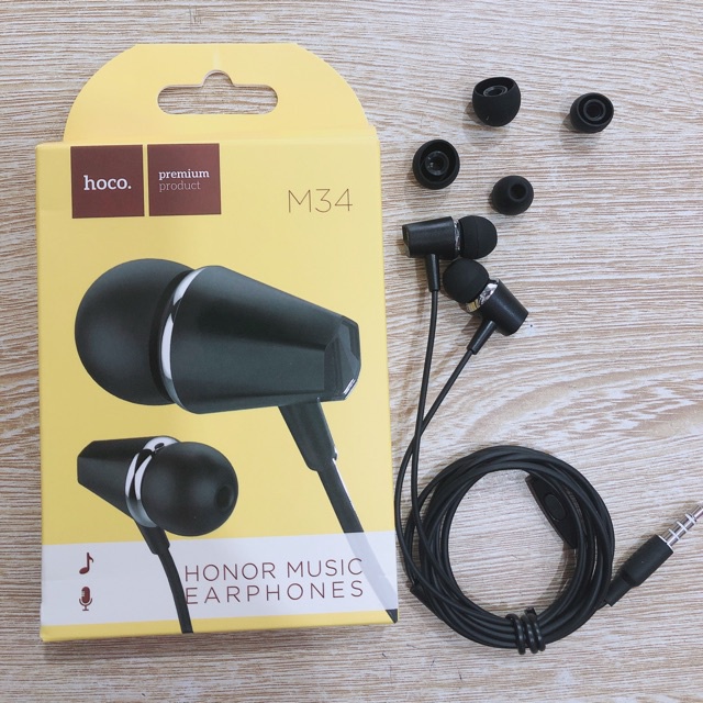 (CHÍNH HÃNG) TAI NGHE HOCO M34 CÓ NÚM CAO SU, CHỐNG ỒN NGHE HAY CÓ MIC - BẢO HÀNH 6 THÁNG