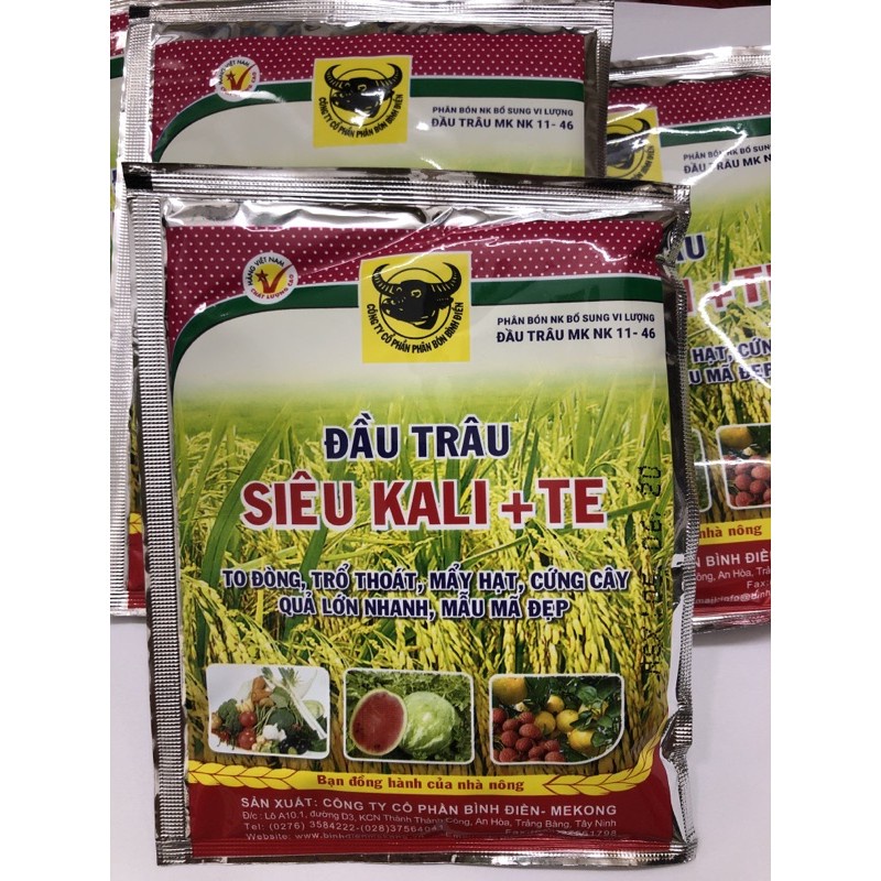 Phân bón Super Kali to bông, lớn trái, màu đẹp Đầu Trâu Siêu Kali gói 25gram