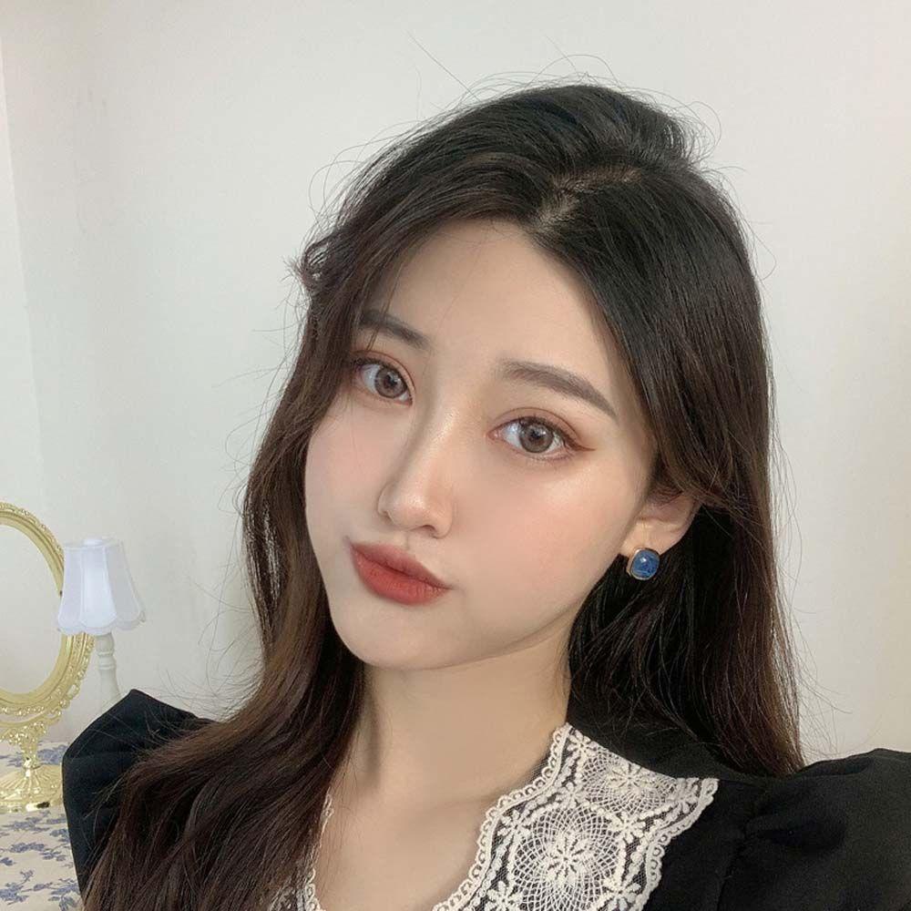 Bông Tai Hình Vuông Bằng Hợp Kim Màu Xanh Dương Thời Trang Cho Nữ