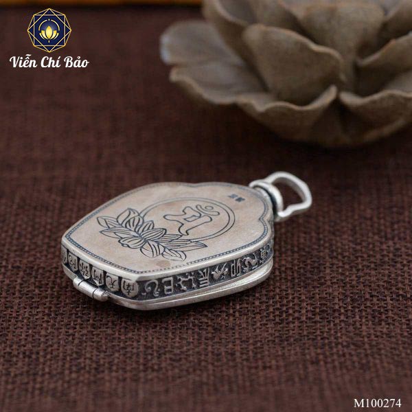 Mặt dây chuyền bạc nam bình xá lợi có mở nắp hình Phật Tổ chất liệu bạc Thái 925 Viễn Chí Bảo M100274
