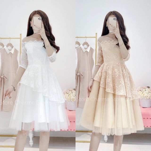 XẢ KHO - đầm trắng dự tiệc/ đầm trắng xoè/ váy trắng công chúa/ váy thiết kế cao cấp sang chảnh/đầm trễ vai