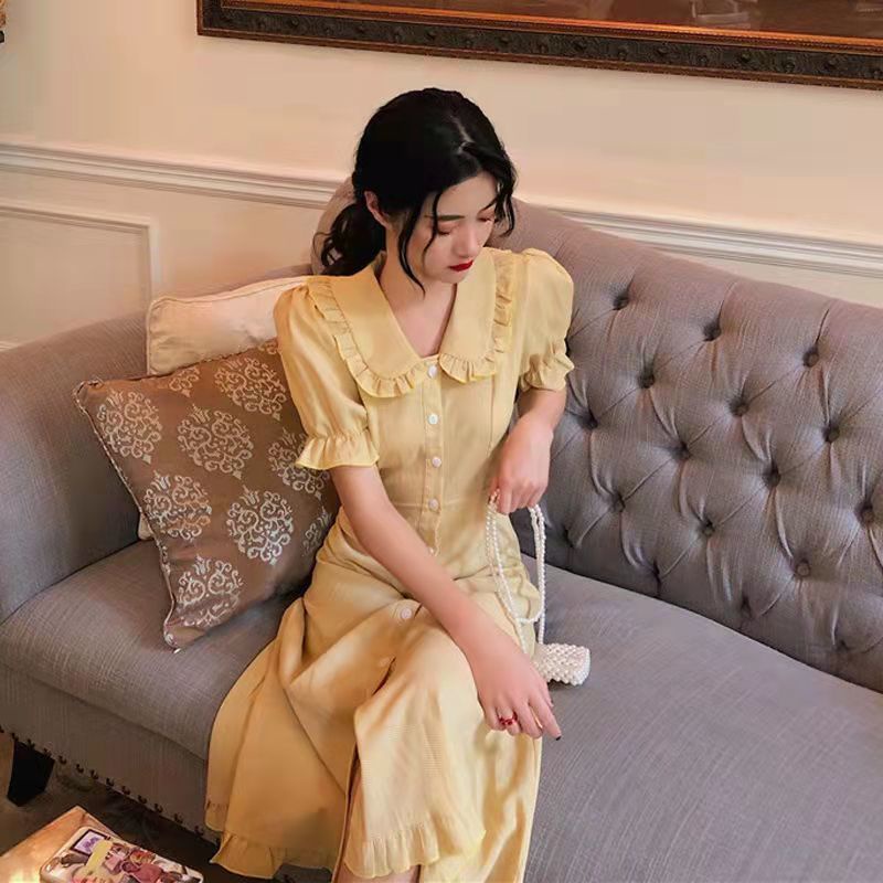 Đầm Dài Qua Mắt Cá Chân Phong Cách Mori Pháp Cổ Điển Nhẹ Nhàng