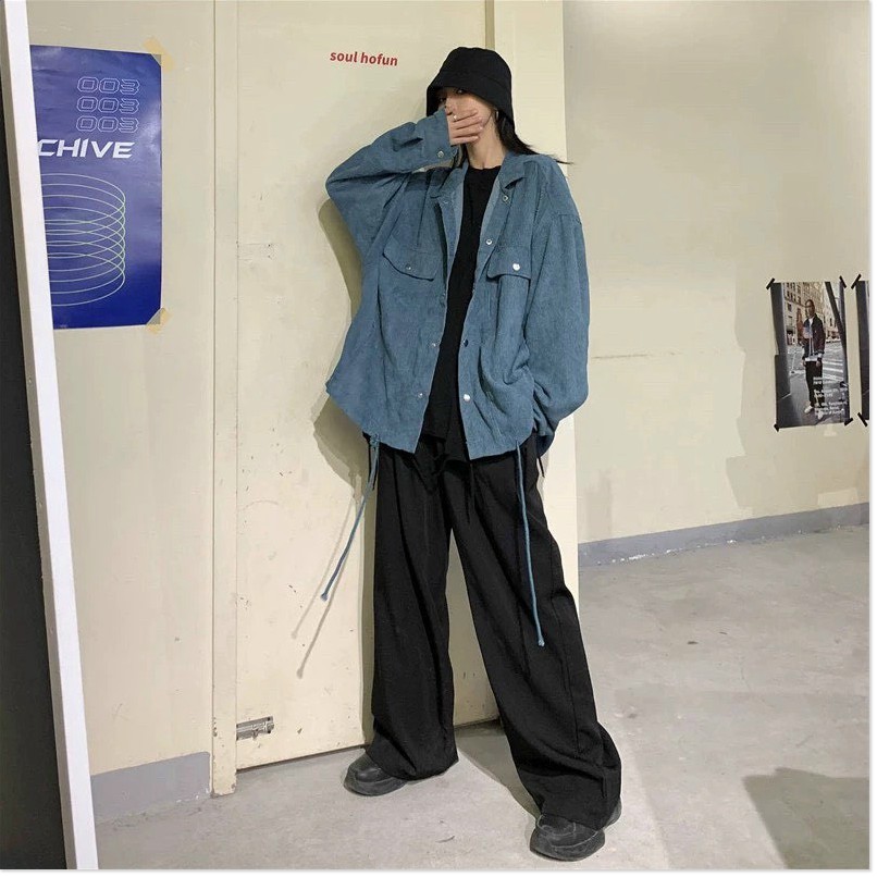 ÁO KHOÁC KAKI NHUNG FORM RỘNG PHONG CÁCH HÀN SIÊU ĐẸP CHO GIỚI TRẺ