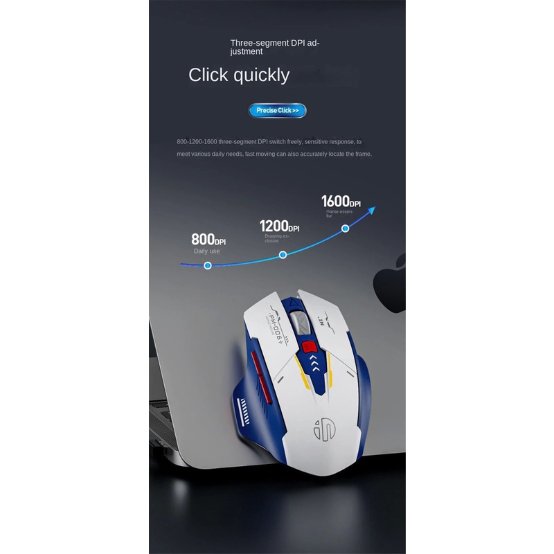 Chuột Inphic M6P Gundam Không Dây Pin Sạc 1600 DPI Chuyên Game Chống Ồn Techstar