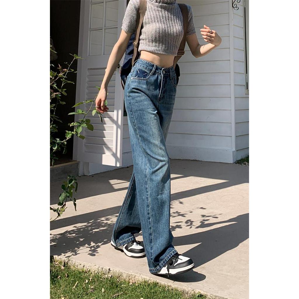 Quần Jeans Ống Rộng Lưng Cao Thời Trang Cá Tính 61469