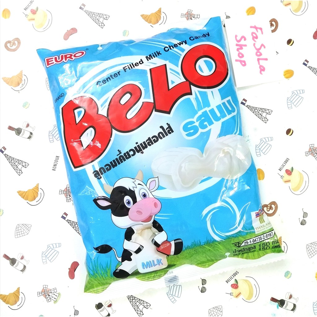 Kẹo sữa mềm BELO EURO Thái Lan 150g kẹo dẻo nhân sữa milk chewy candy