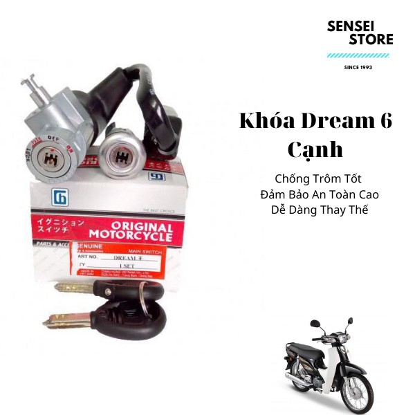 Full Bộ Ổ Khóa Xe Máy Dream 100CC 6 Cạnh Chống Trộm ( Sensei-Store )