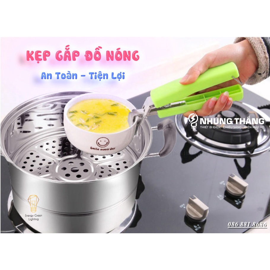 Kẹp Gắp Đồ Nóng , Đồ Hấp Bằng Inox Chống Trượt - Tay Cầm Nhựa Cách Nhiệt - An Toàn Tiện Dụng - Màu Random