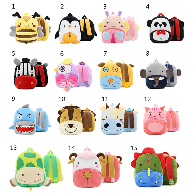 Balo nhỏ gọn hình động vật hoạt hình bằng lông nhung dễ thương xinh xắn dành cho bé 2-6 tuổi dùng khi đi học / du lịch