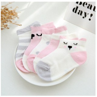 Set 5 đôi tất vớ lưới cổ ngắn kids sock mềm mịn cho bé