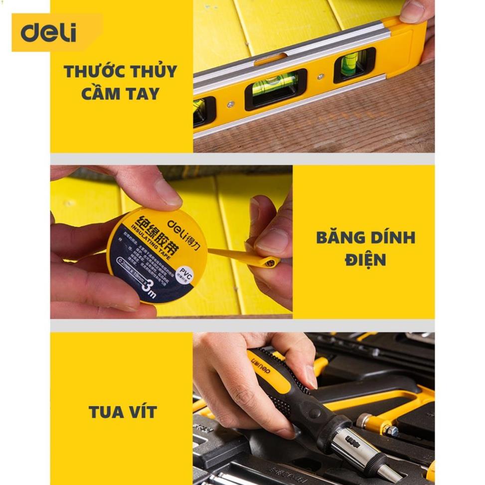 Bộ Dụng Cụ Sửa Chữa Đa Năng 116 Chi Tiết Deli Cao Cấp Chính Hãng - Sử Dụng Nhiều Mục Đích, An Toàn, TIện Lợi - DL5973 .