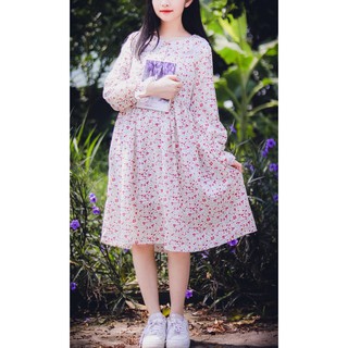 🌸 Váy Thạch thảo Babydoll phối ren xinh xắn (hoa nhí đỏ xanh)