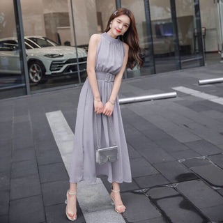 Đầm maxi xám kèm nịt