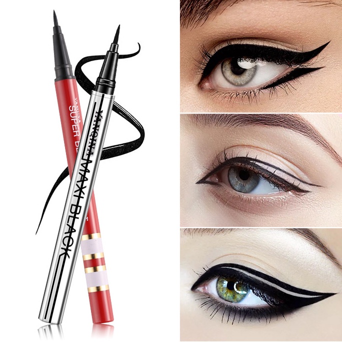 1 Bút Kẻ Mắt Dạng Lỏng Màu Đen Chuyên Nghiệp Chống Nước Mau Khô Lâu Trôi