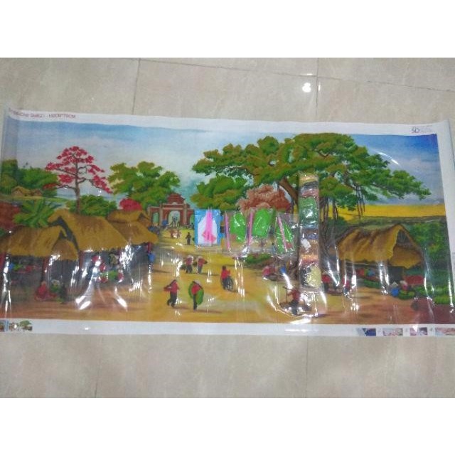 TRANH ĐÍNH ĐÁ CAO CẤP ABC  PHONG CẢNH LÀNG QUÊ CHỢ QUÊ Y8159 ; Y8158 ; Y8157