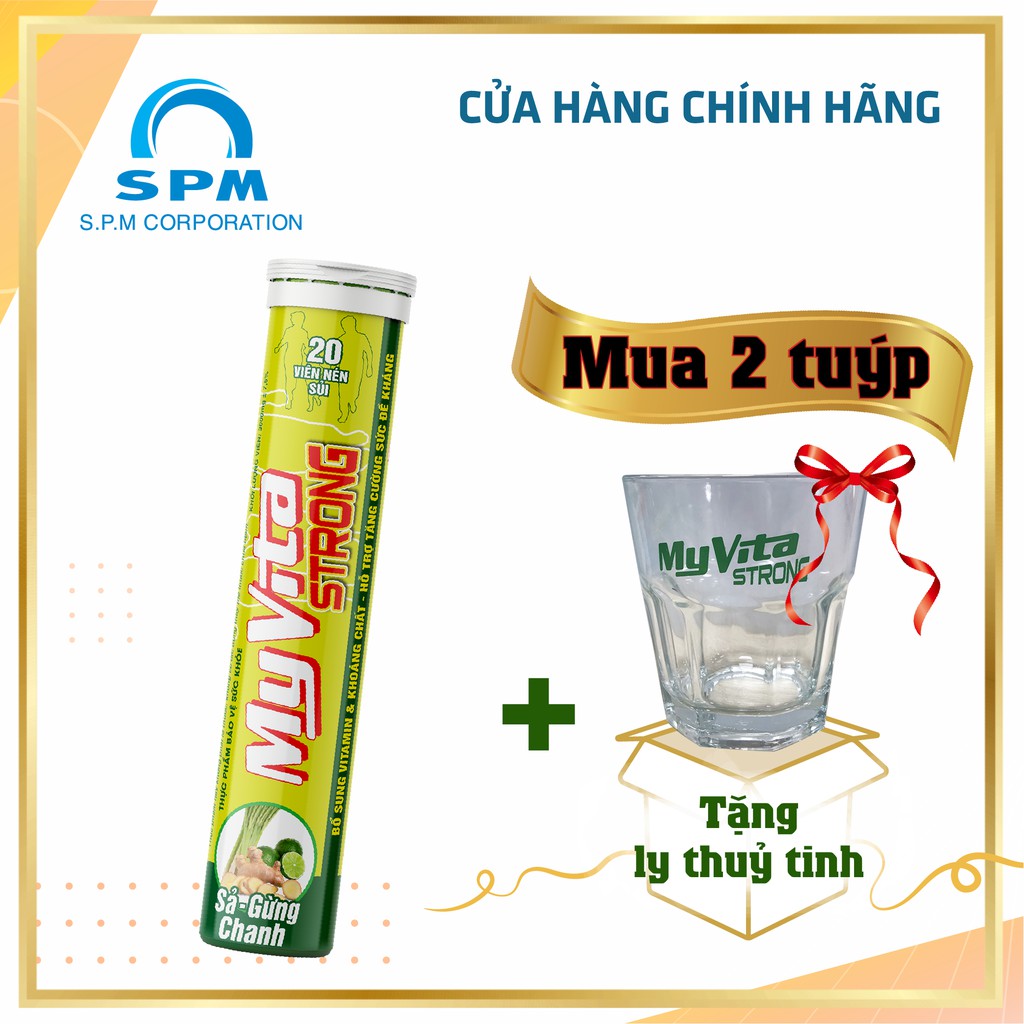 Viên sủi MyVita Strong (Sả-Gừng-Chanh) - Bổ sung Vitamin C, nhóm Vitamin B và Kẽm - Tăng cường đề kháng - Tuýp 20 viên