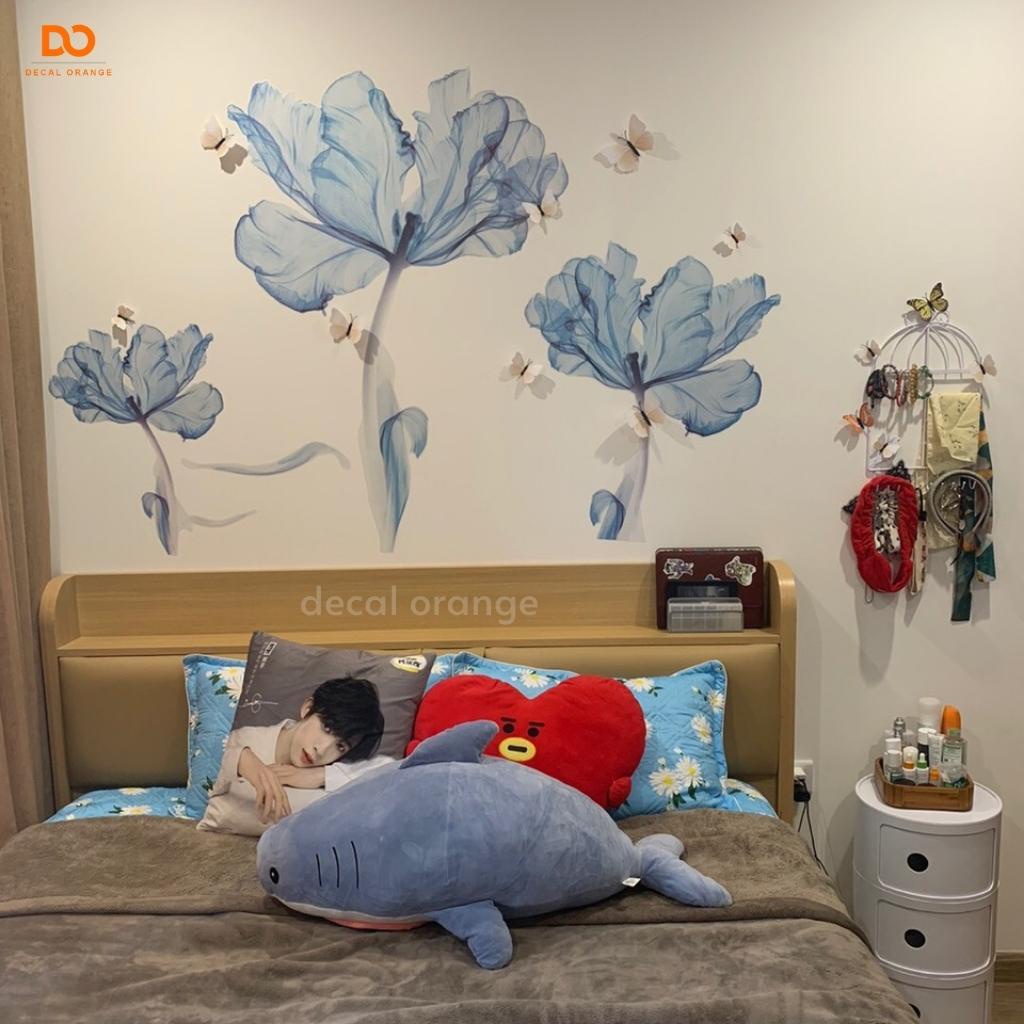 Decal dán tường Orange tranh 3d trang trí phòng ngủ, phòng khách khổ lớn mẫu phong cảnh hoa sen dính chắc chắn