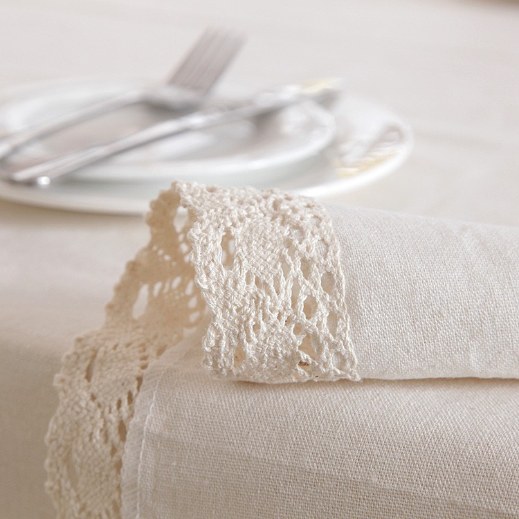 Khăn trải bàn vải bố màu trắng be trơn KB007 Pink Xinh Decor trang trí nhà cửa bàn ăn table cloth home decor