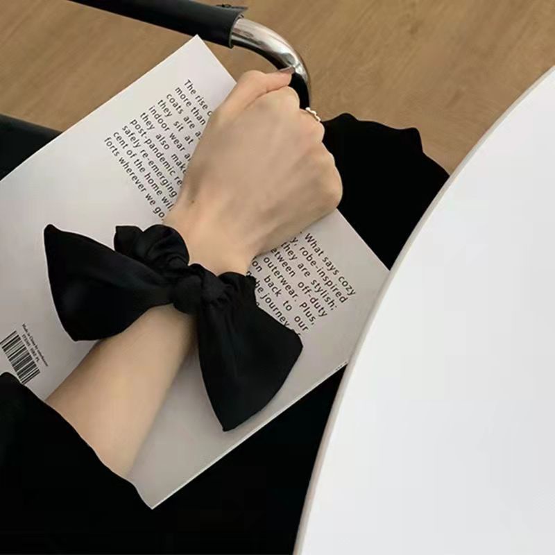 Dây Buộc Tóc Vải Satin Kiểu Pháp Cổ Điển Màu Sắc Đơn Giản Thời Trang Cho Nữ