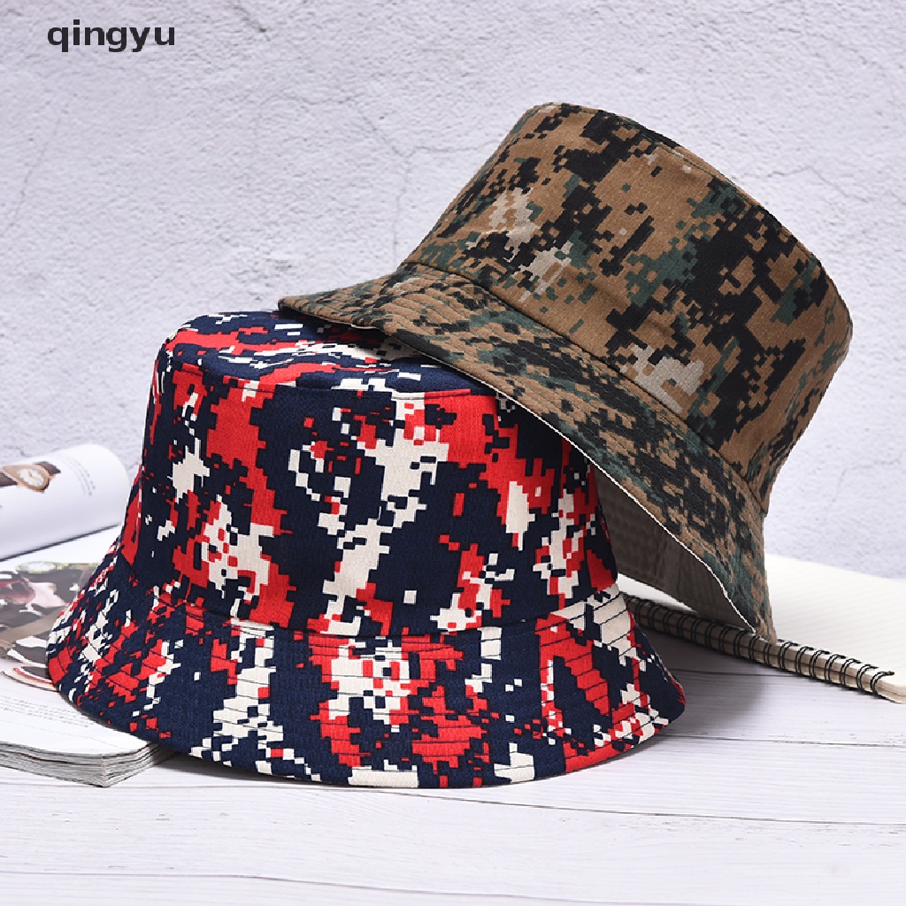 qingyu Camouflage Men Women Fisherman Bucket Hat Caps Summer Beach Fishing Hat PLI