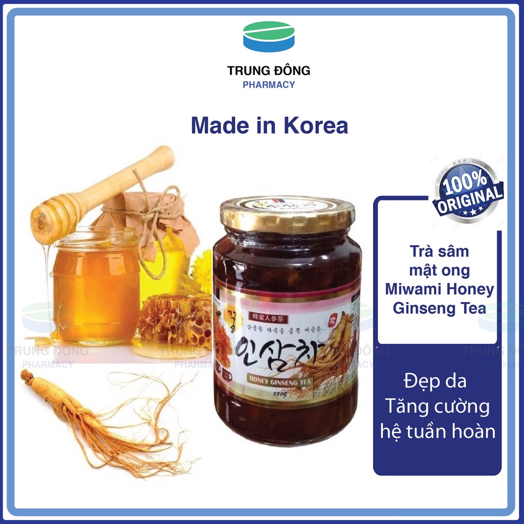 Trà sâm mật ong Miwami Honey Ginseng Tea Hàn Quốc, đẹp da tăng cường hệ tuần hoàn, sức khỏe cơ thể - Trung Đông Pharmacy