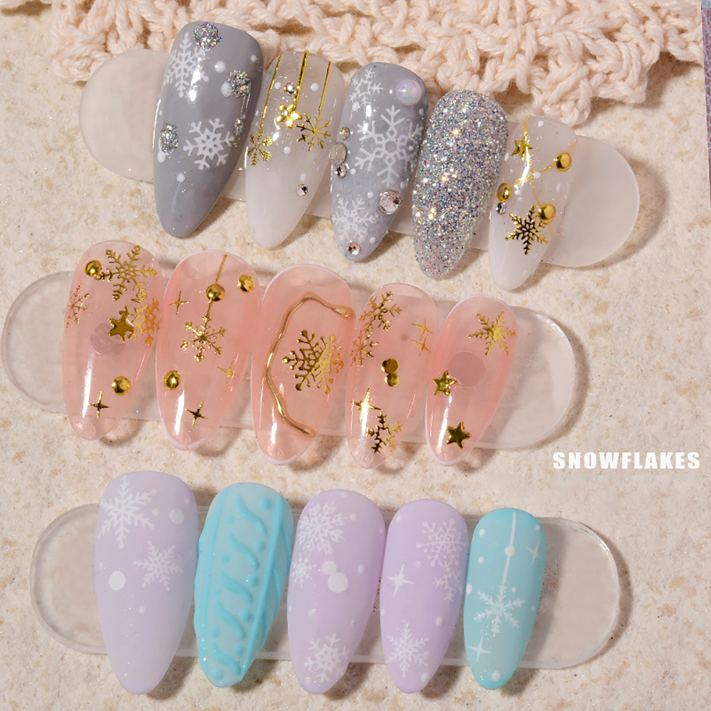 [Hàng mới về] Nhãn Dán Trang Trí Móng Tay Hình Bông Tuyết 3d Diy Không Thấm Nước
