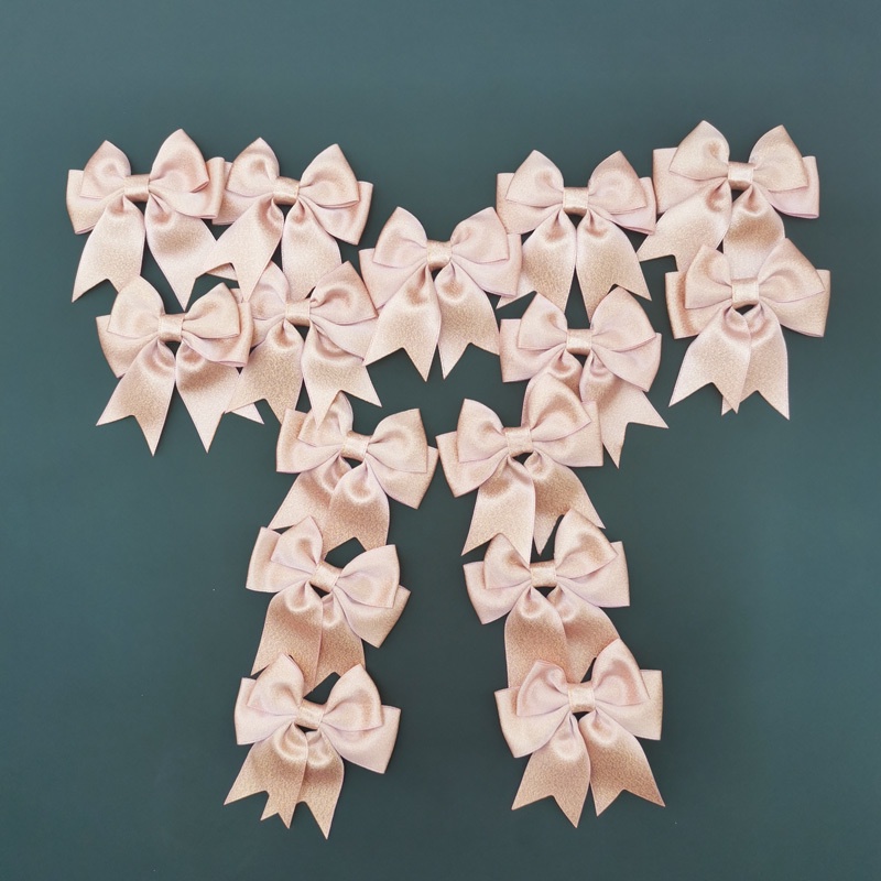 Set 15 Nơ Ruy Băng satin 7cmX7cm Màu Vàng Hồng Làm Đồ Thủ Công Đa Ứng Dụng