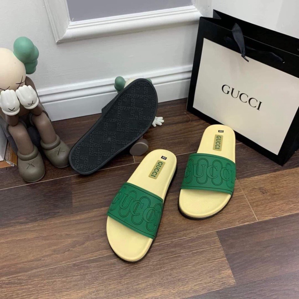 (Có Video + Ảnh Thật) Dép Gucci Họa Tiết GC Đế Cao Su Chống Nước - Dép Quai Ngang Nam Nữ Thời Trang Cao Cấp Hottrend